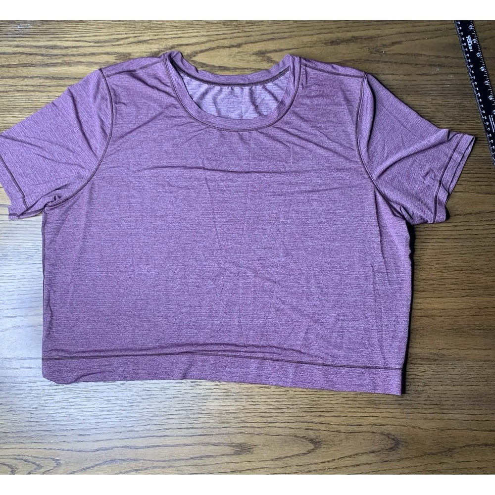 Lululemon Athletica Purple Heathered Short Sleeve Crop Top